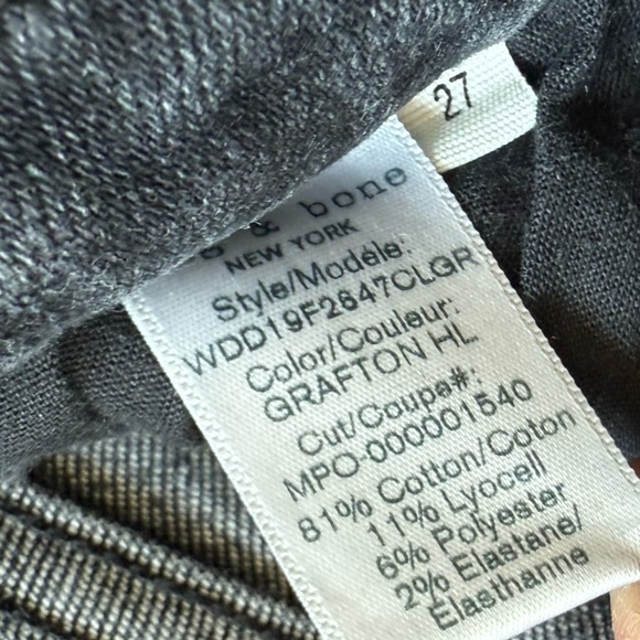 Rag & Bone Nina High-Rise Ankle Cigarette Jean Black Grafton w/Holes Denim 27 - Picture 14 of 14